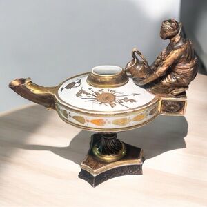 Antique Paris or Russian Porcelain Neoclassical Oil Lamp